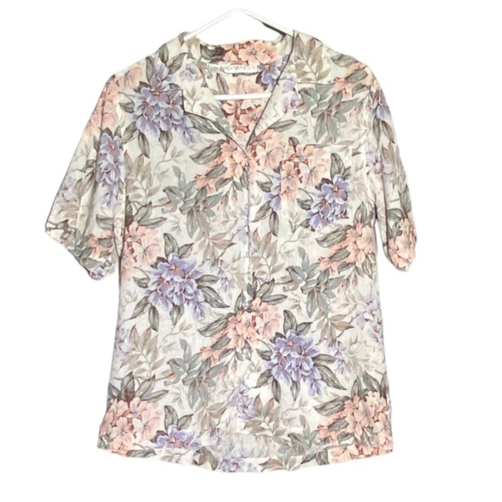 Jack Winter Women’s‎ Floral Button Up Shirt Size Medium Cotton Linen Blend